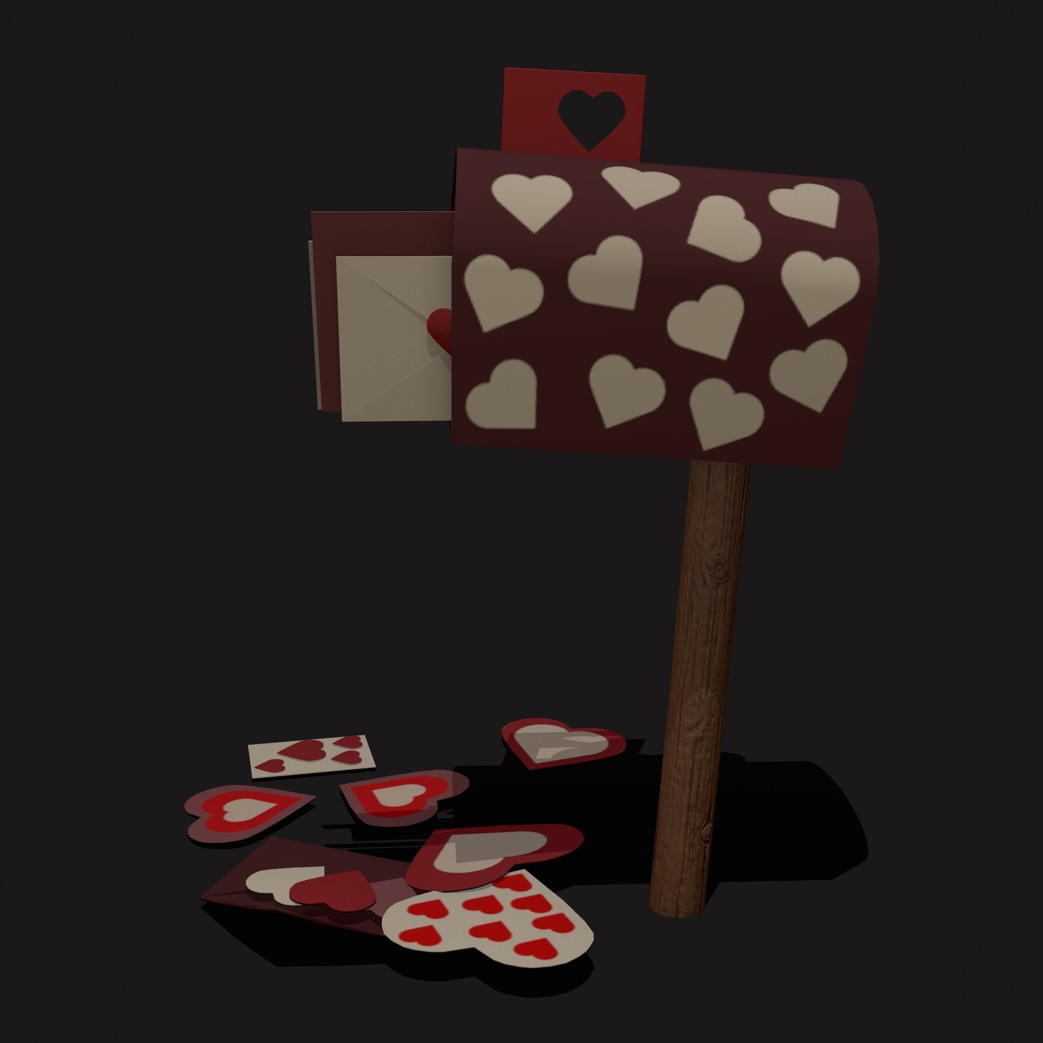 Valentines Mailbox Low-poly 3D model_9