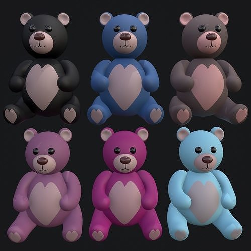 Colored Bear Low-poly 3D model