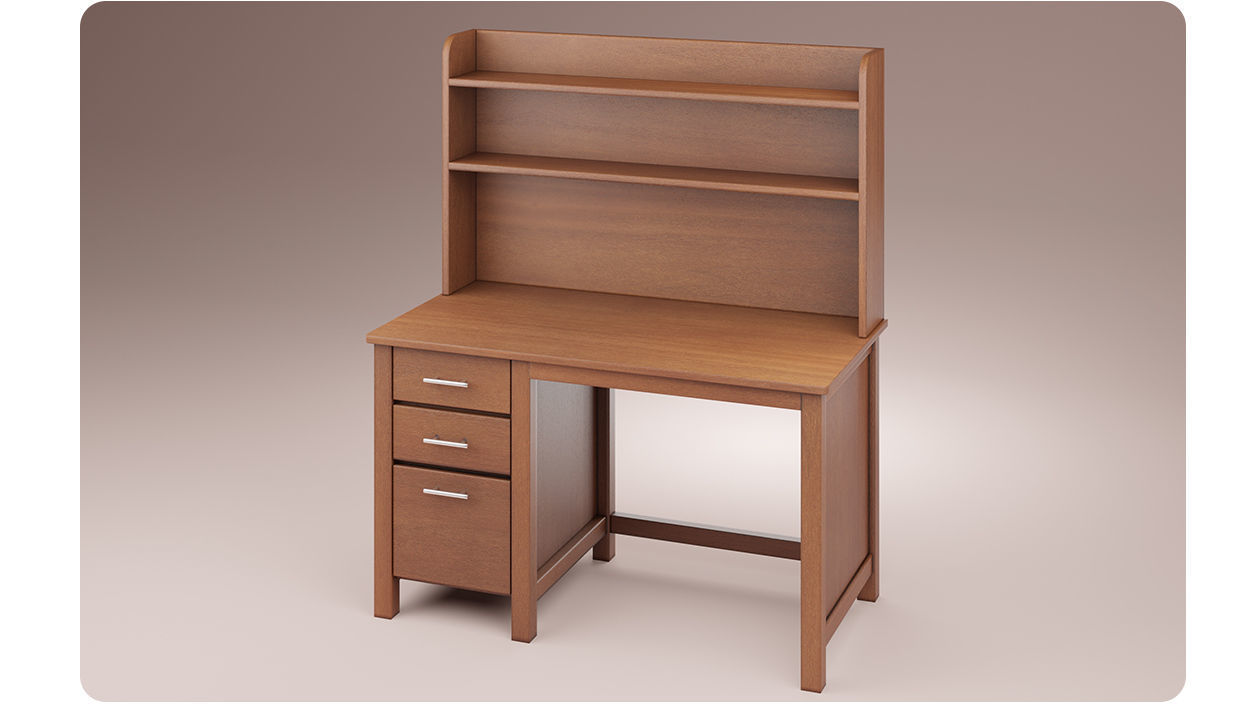 Study table wood PBR 3d Model  Low-poly 3D model_3