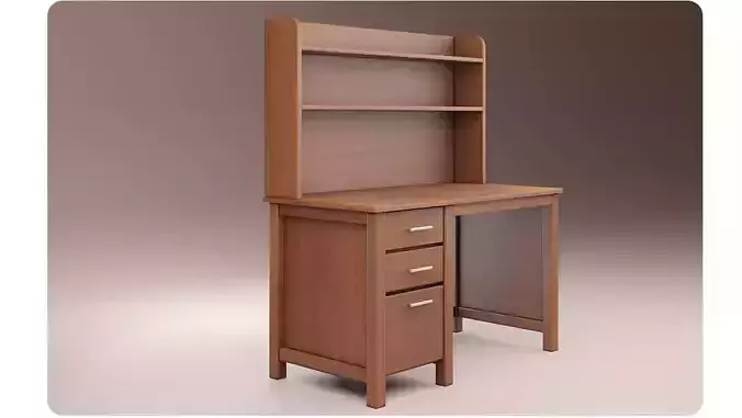 Study table wood PBR 3d Model  Low-poly 3D model