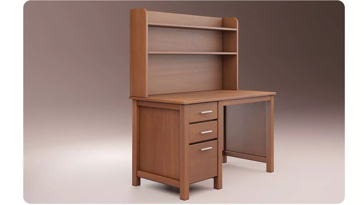 Study table wood PBR 3d Model  Low-poly 3D model_0