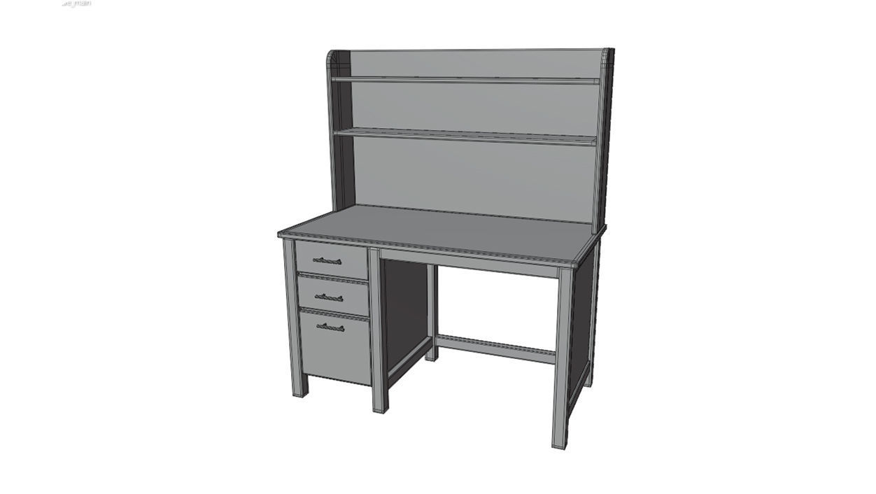 Study table wood PBR 3d Model  Low-poly 3D model_12