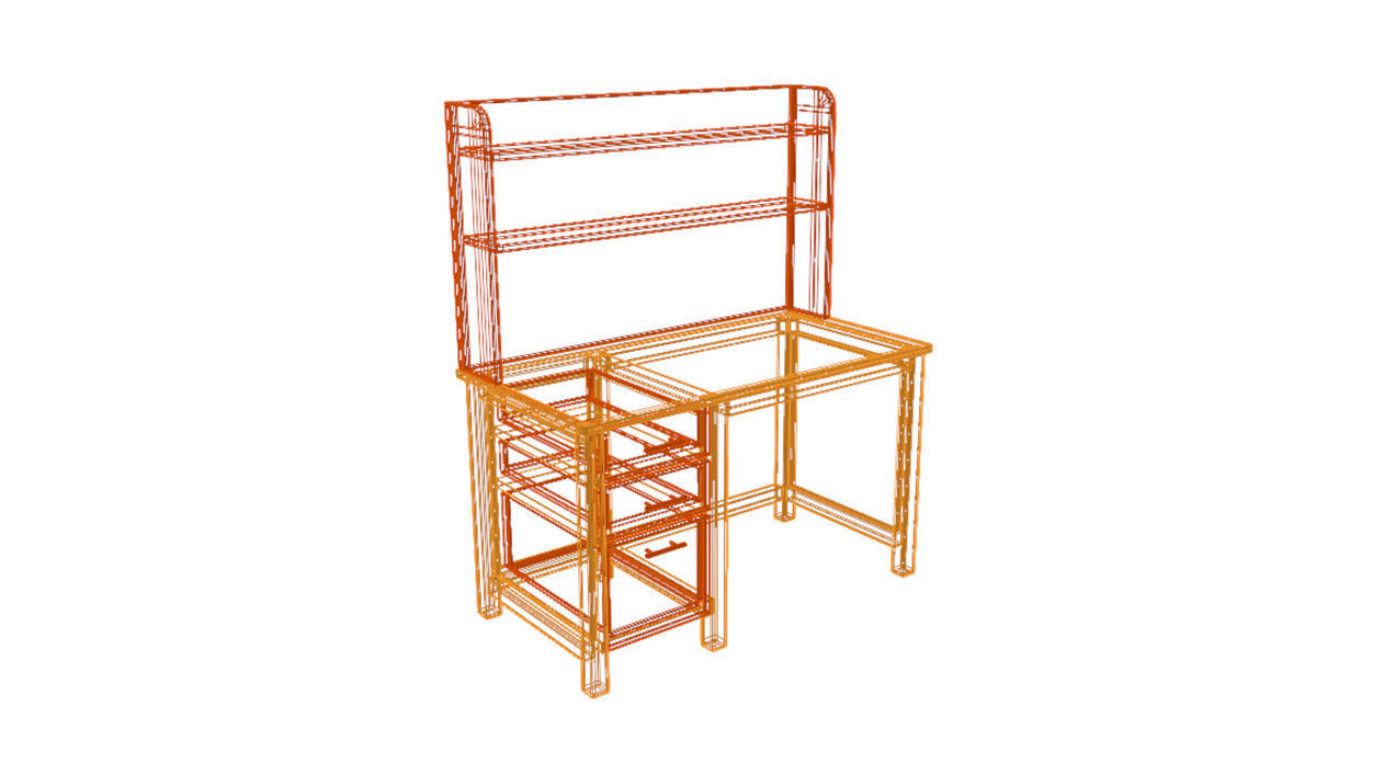 Study table wood PBR 3d Model  Low-poly 3D model_13