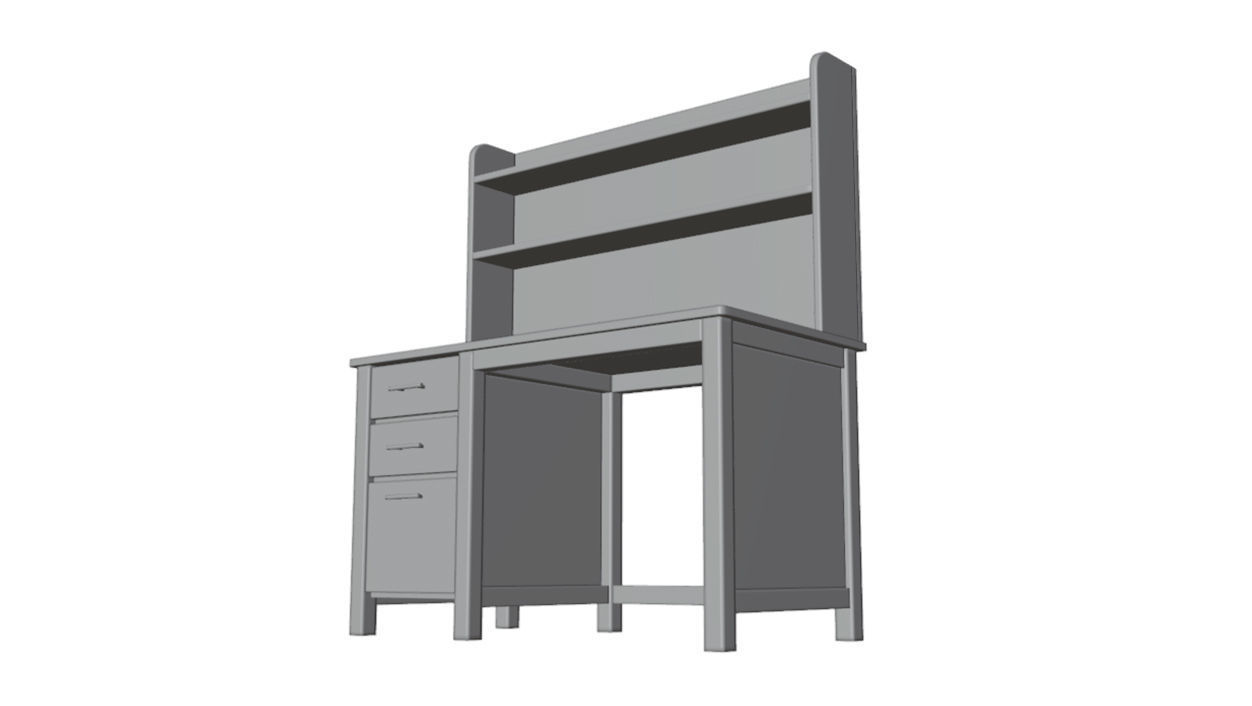 Study table wood PBR 3d Model  Low-poly 3D model_9