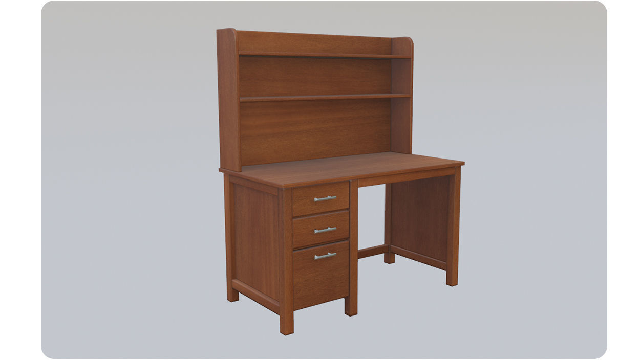 Study table wood PBR 3d Model  Low-poly 3D model_6