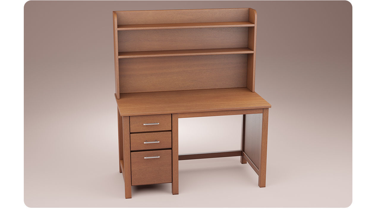 Study table wood PBR 3d Model  Low-poly 3D model_4