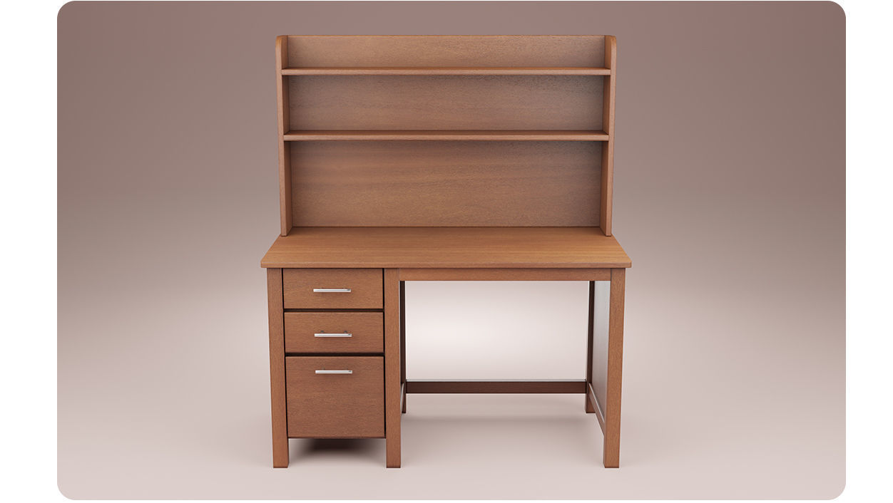 Study table wood PBR 3d Model  Low-poly 3D model_2