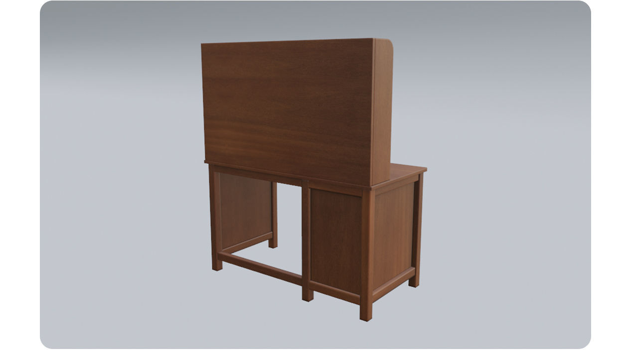 Study table wood PBR 3d Model  Low-poly 3D model_7