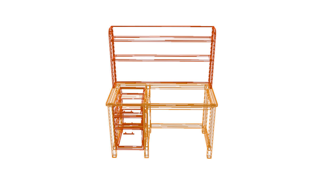 Study table wood PBR 3d Model  Low-poly 3D model_14