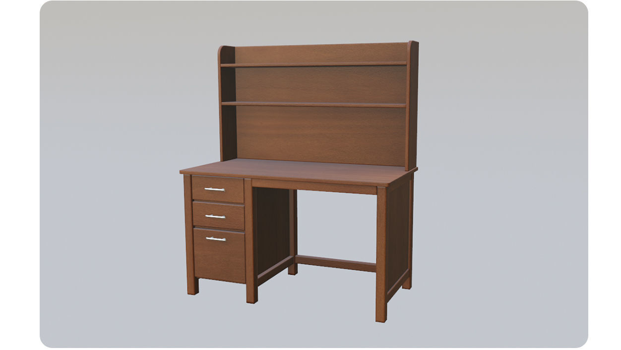 Study table wood PBR 3d Model  Low-poly 3D model_5