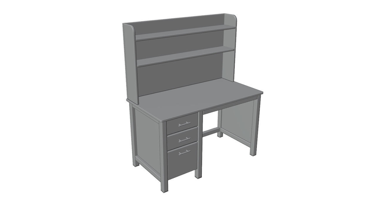 Study table wood PBR 3d Model  Low-poly 3D model_10