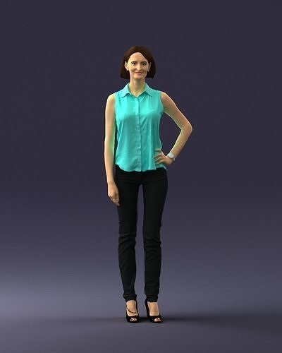 Woman with short hair in blouse 0103 3D Print Ready 3D print model