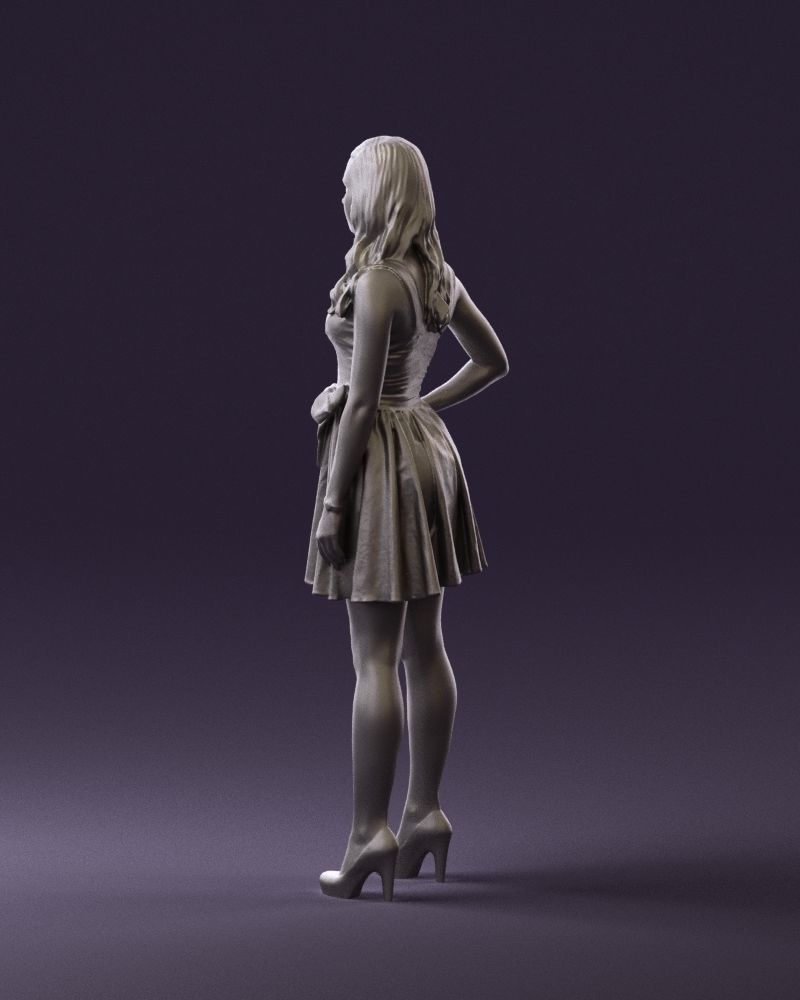 Woman in dark flower dress 0690 3D model_22