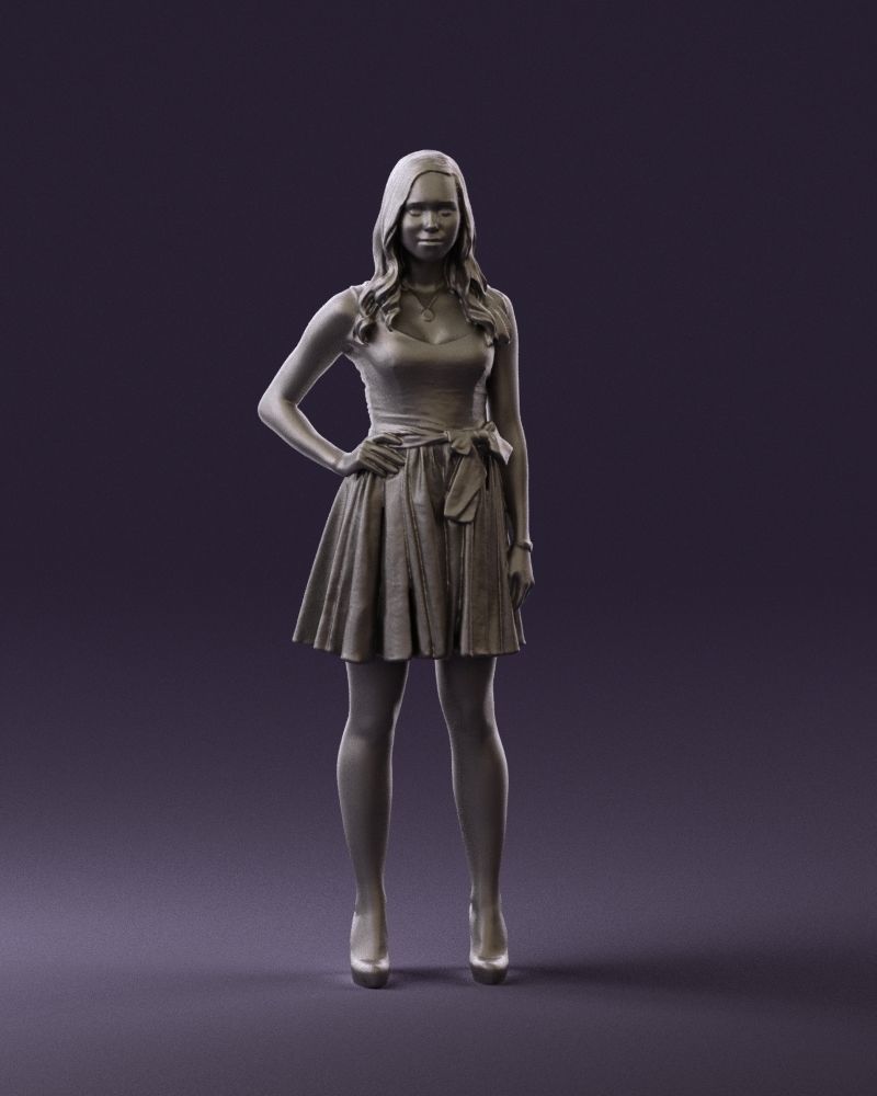 Woman in dark flower dress 0690 3D model_34