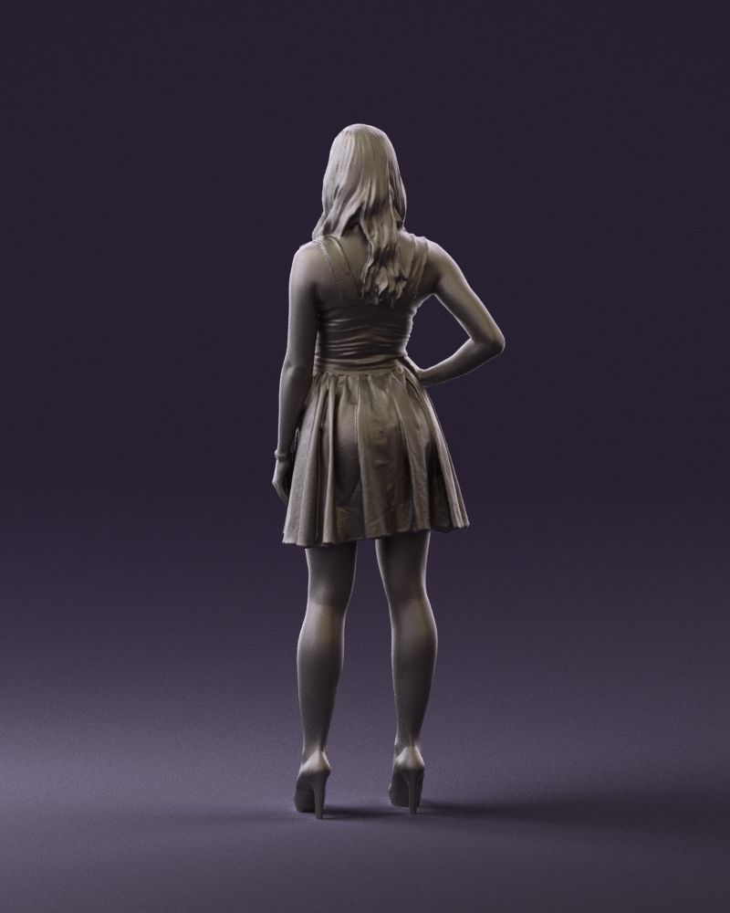 Woman in dark flower dress 0690 3D model_19