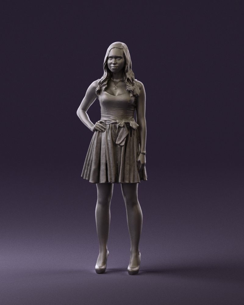 Woman in dark flower dress 0690 3D model_31