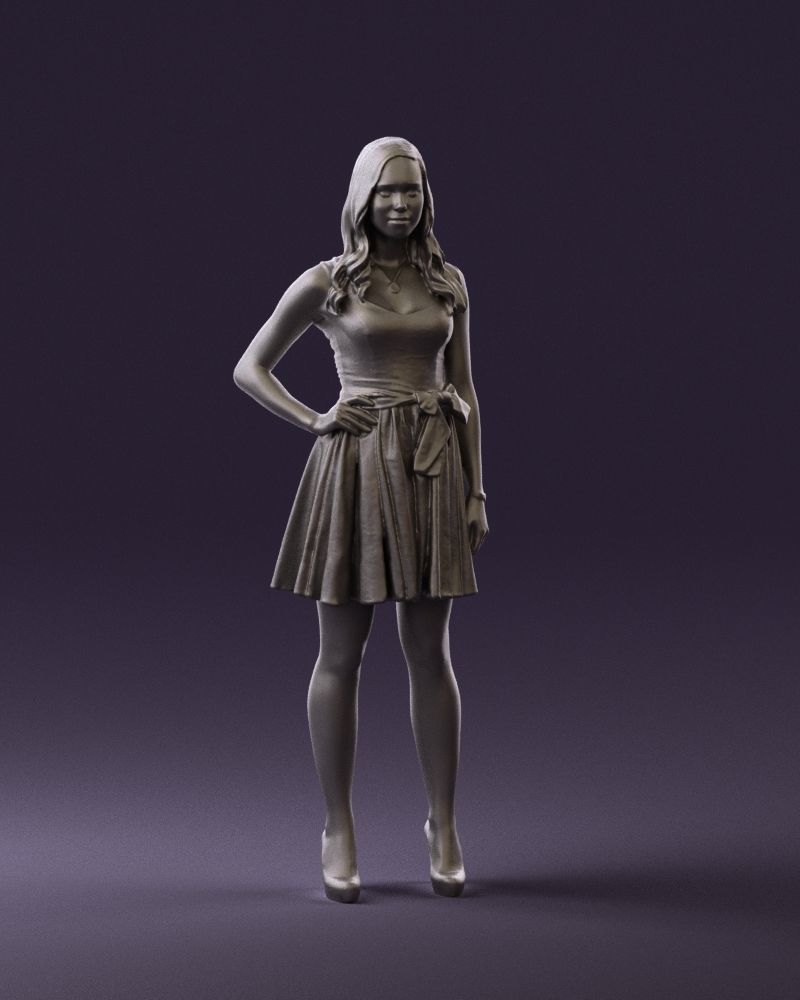 Woman in dark flower dress 0690 3D model_37