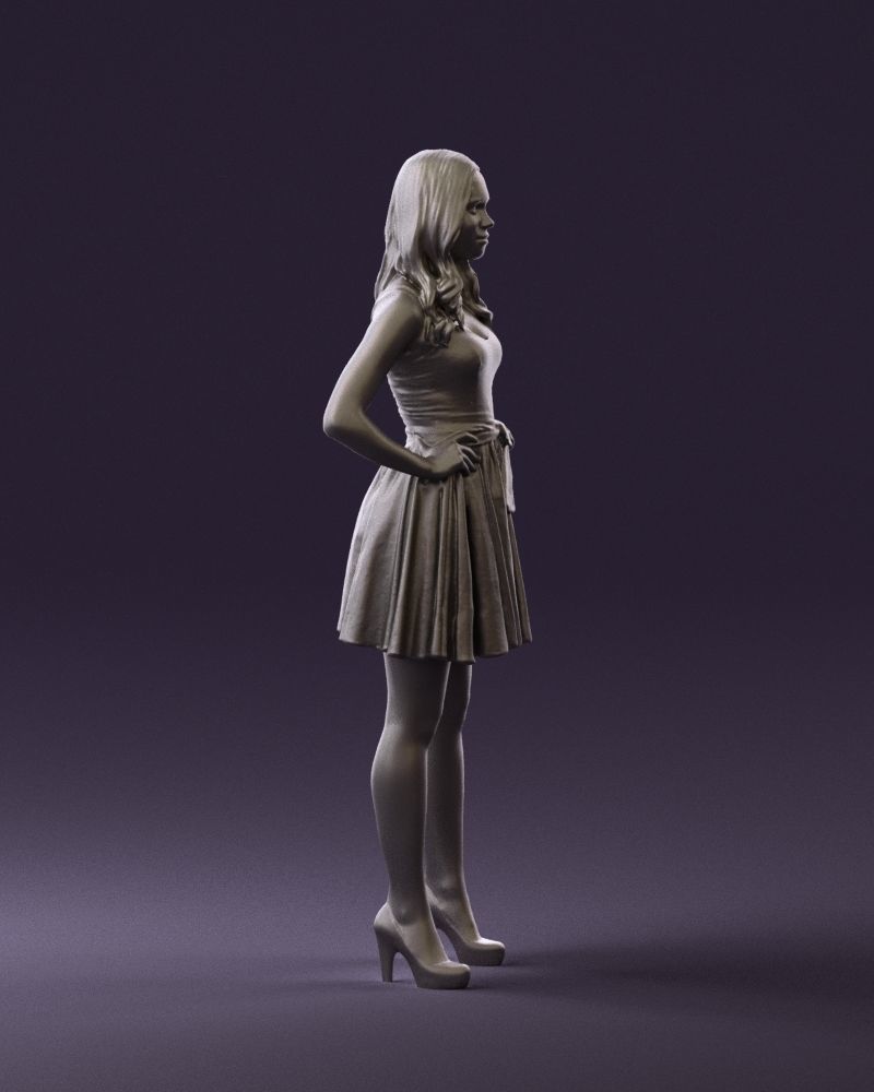 Woman in dark flower dress 0690 3D model_10