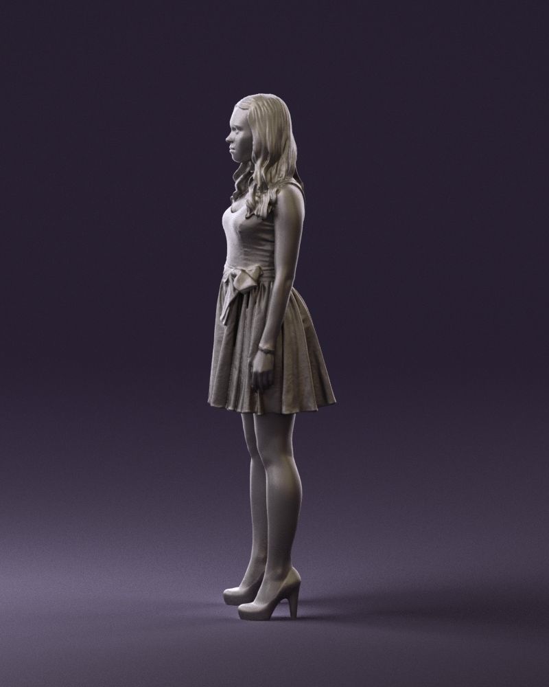 Woman in dark flower dress 0690 3D model_25