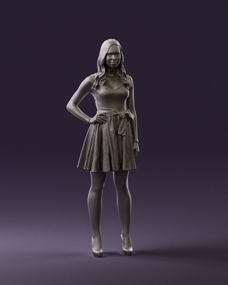 Woman in dark flower dress 0690 3D model_1