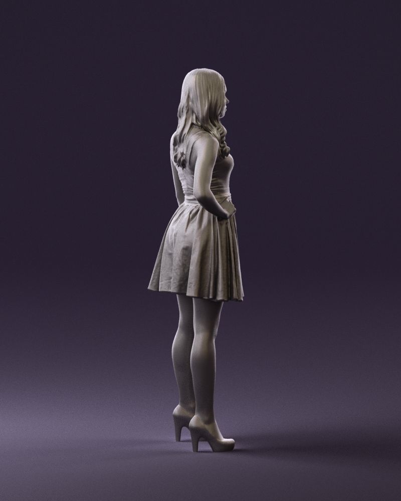 Woman in dark flower dress 0690 3D model_13