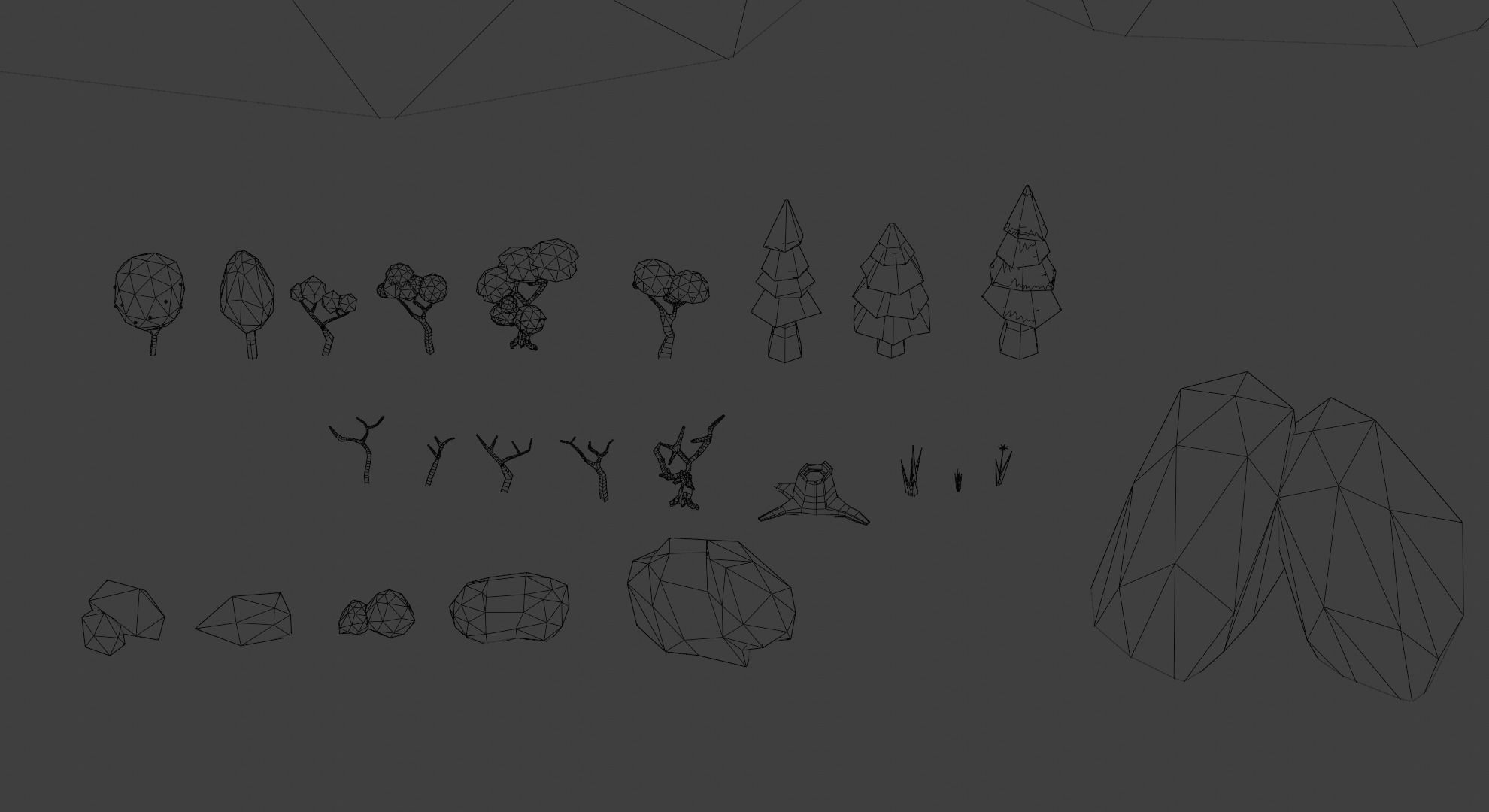 3D Low-Poly Trees Stones  Free low-poly 3D model_3