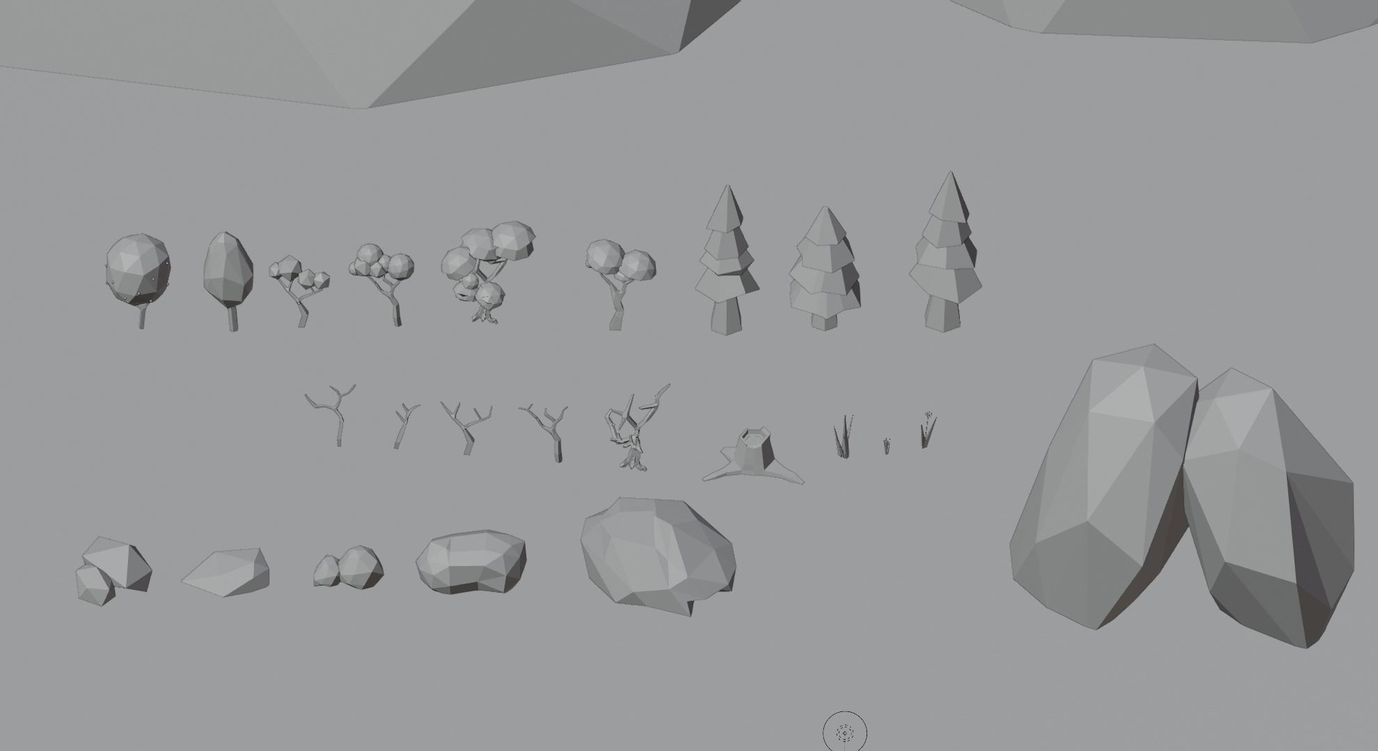 3D Low-Poly Trees Stones  Free low-poly 3D model_2
