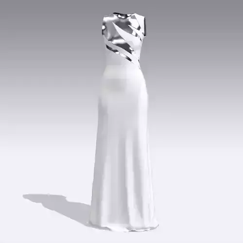 DRESS WHITE AND METALIC LONG LOOK