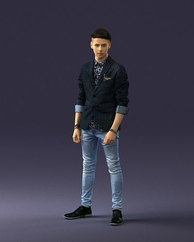Stylish teen in a jacket and jeans 0191 3D Print Ready 3D print model
