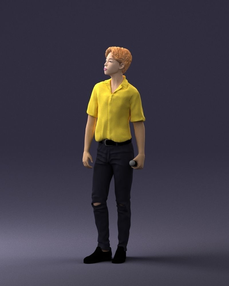 000228 Young Asiasn Man with Microphone 1123 3D model_4