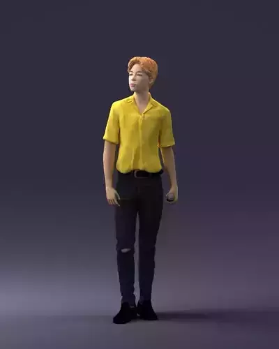 000228 Young Asiasn Man with Microphone 1123 3D model