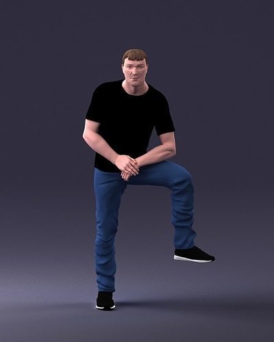 Man in black t-shirt and jeans 1201 3D Print Ready 3D print model