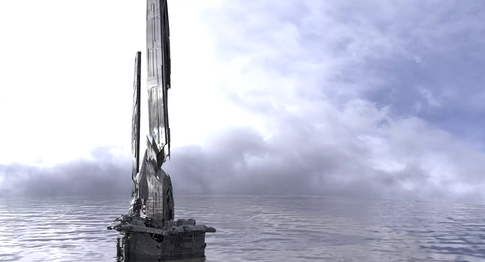 Halo Forerunner Inspired Alien Tower 2 3D model_0