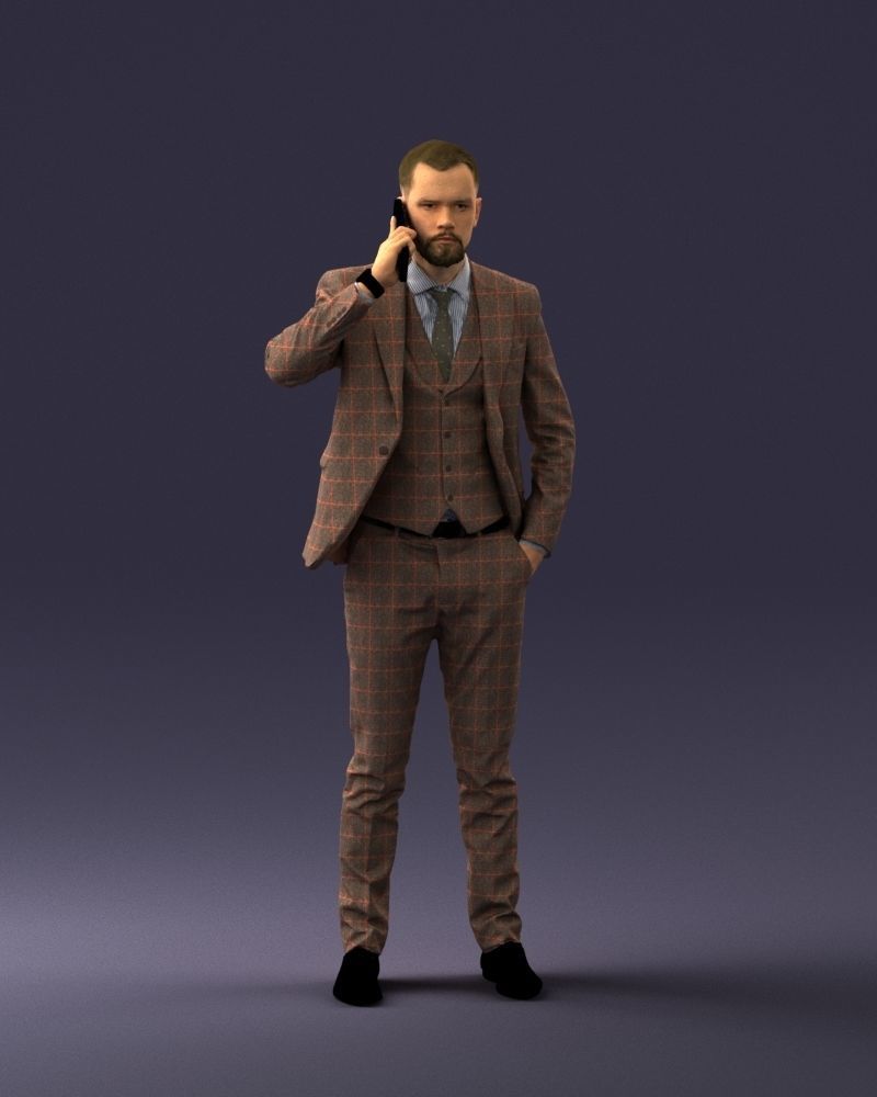 000254 Businessman in Suit Talking on Phone 0220 3dp 3D print model_4