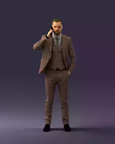 000254 Businessman in Suit Talking on Phone 0220 3dp 3D print model