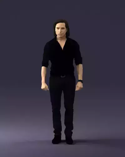 Man in black clothes with a watch 0201 3D Print Ready