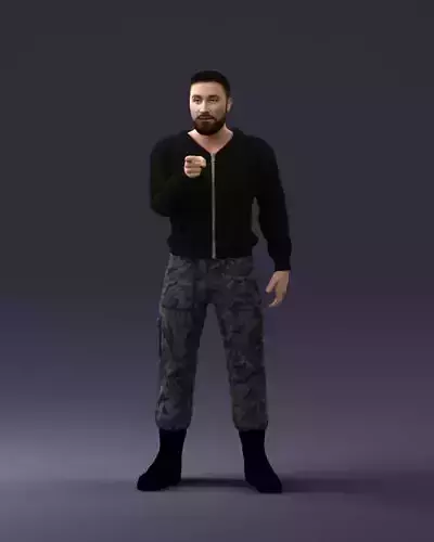 000208 Bearded Man in Tactical Outfit 1121 3dp 3D print model
