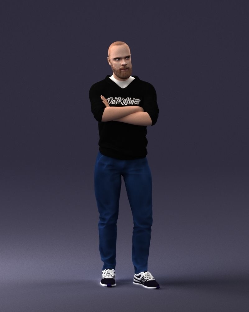 000215 Lifelike 3D Scanned Man Realistic Urban Male Model 1121 3D model_6