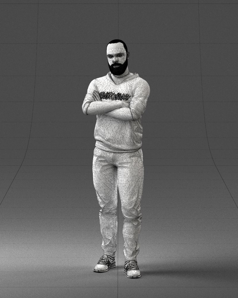 000215 Lifelike 3D Scanned Man Realistic Urban Male Model 1121 3D model_2