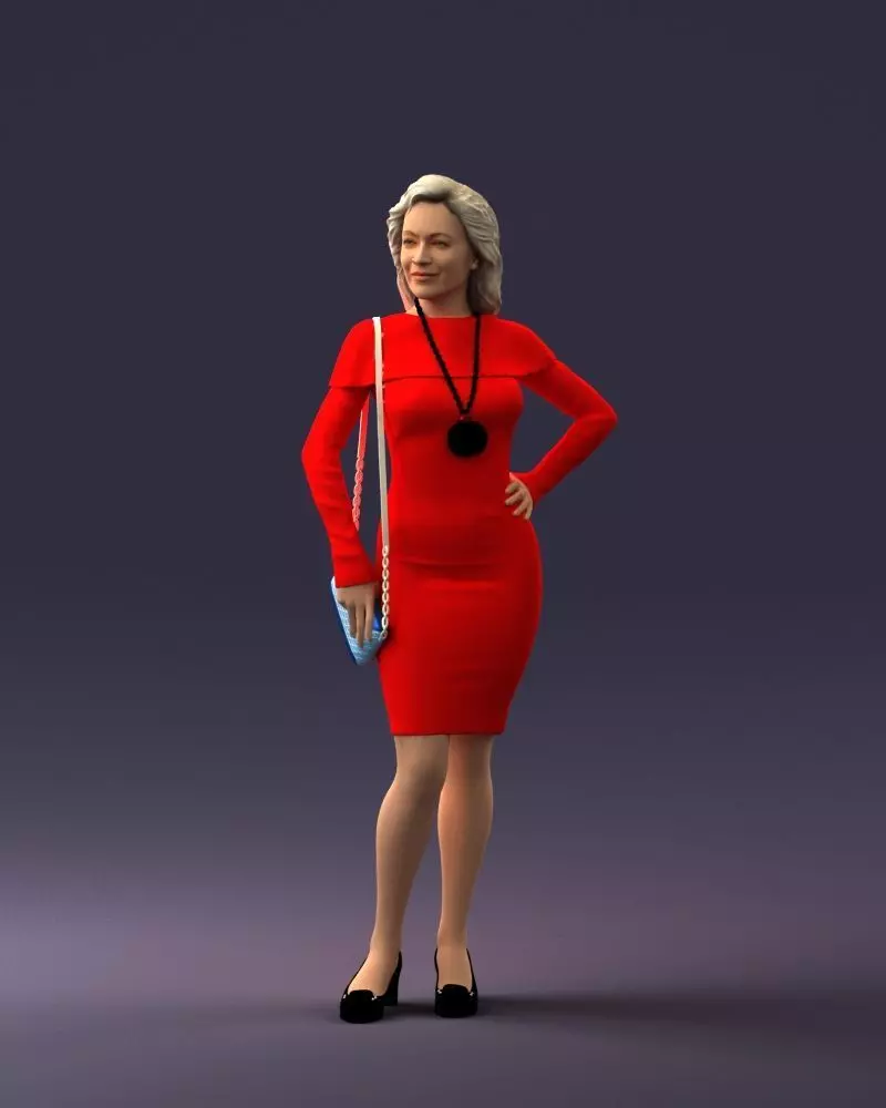 000201 Elegant Woman in Red Dress 1101 3dp 3D print model