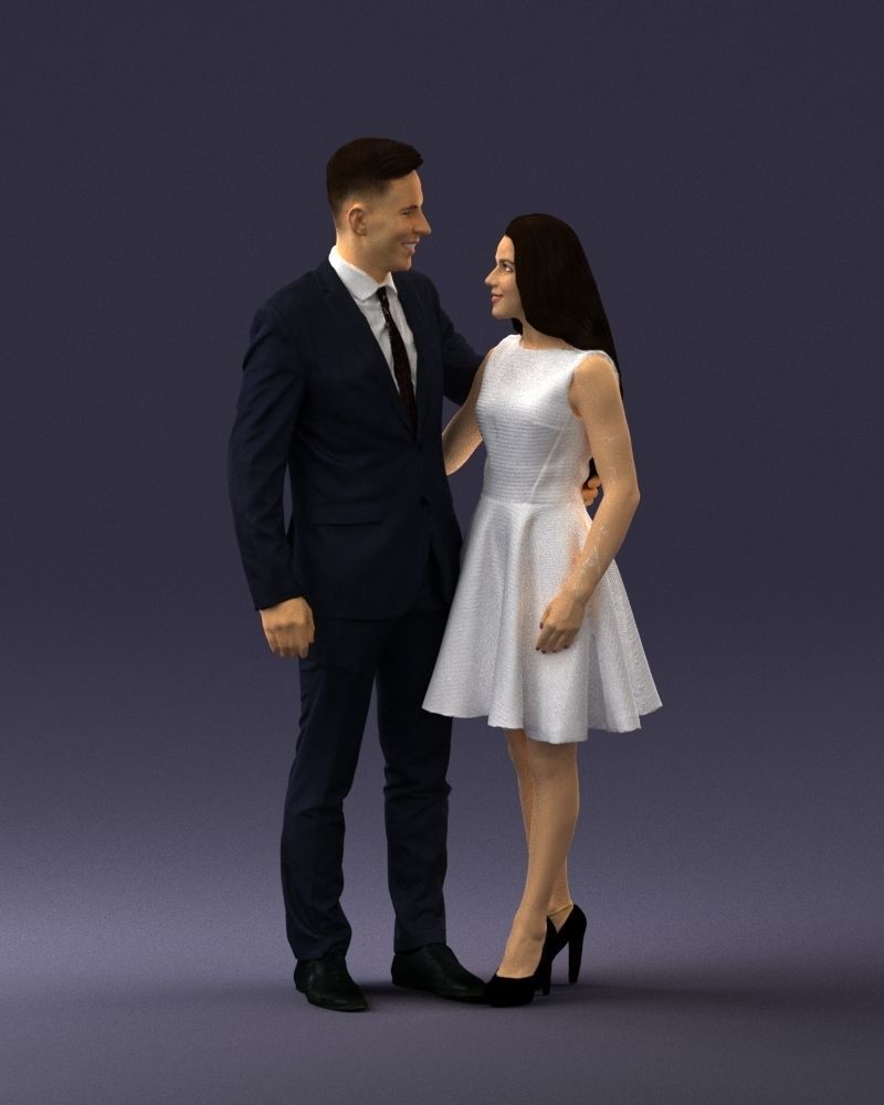 000345 Elegant Couple in Evening Attire 3D model_4