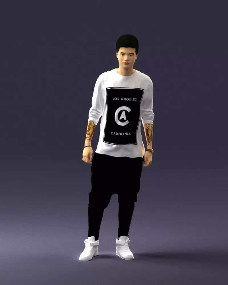 000542 Young Street Style Man with Tattoos Urban 3D Print Ready 3D print model