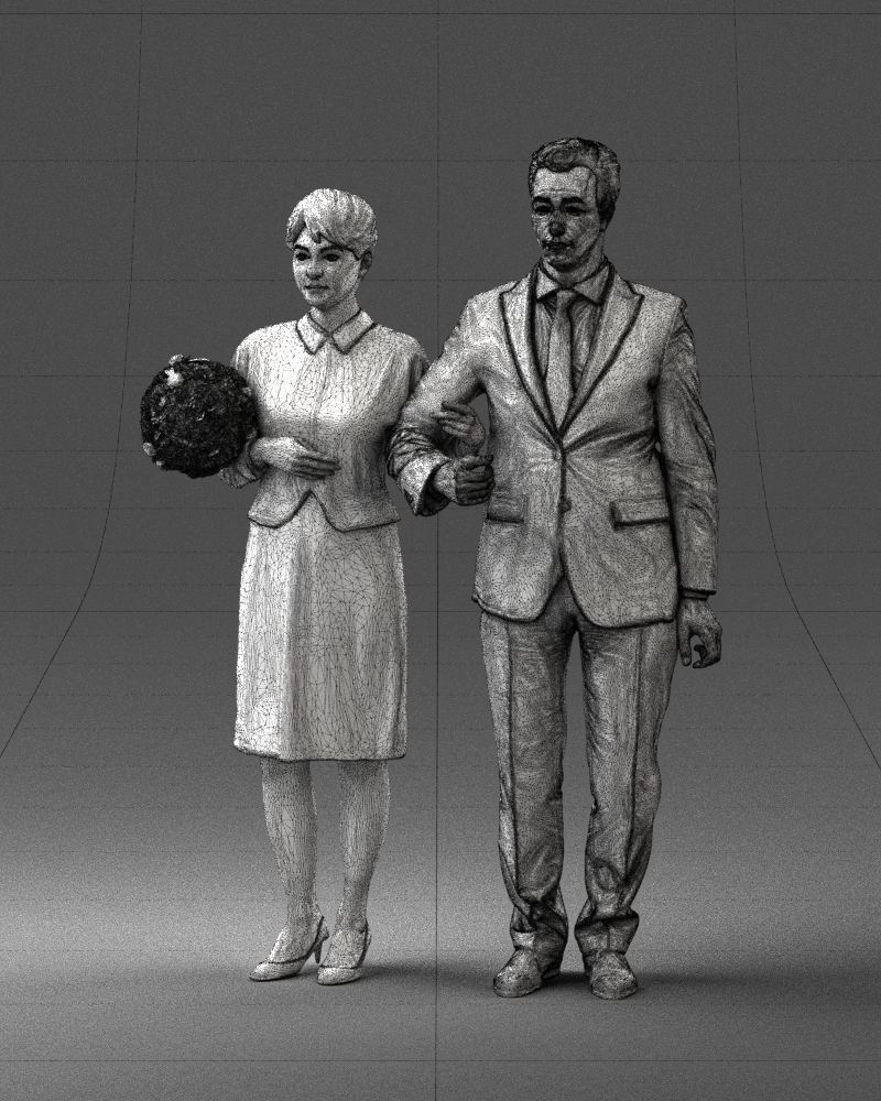 000355 Formal Couple with Bouquet 3D model_36