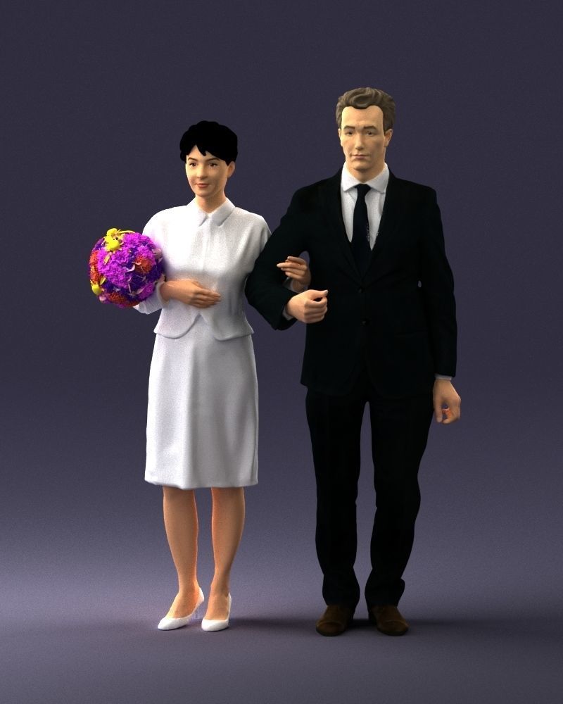 000355 Formal Couple with Bouquet 3D model_37