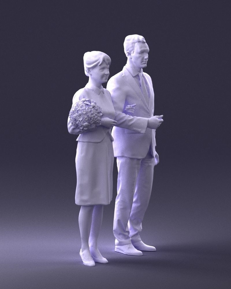 000355 Formal Couple with Bouquet 3D model_11