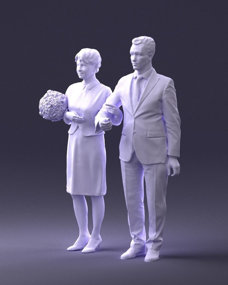000355 Formal Couple with Bouquet 3D model_32