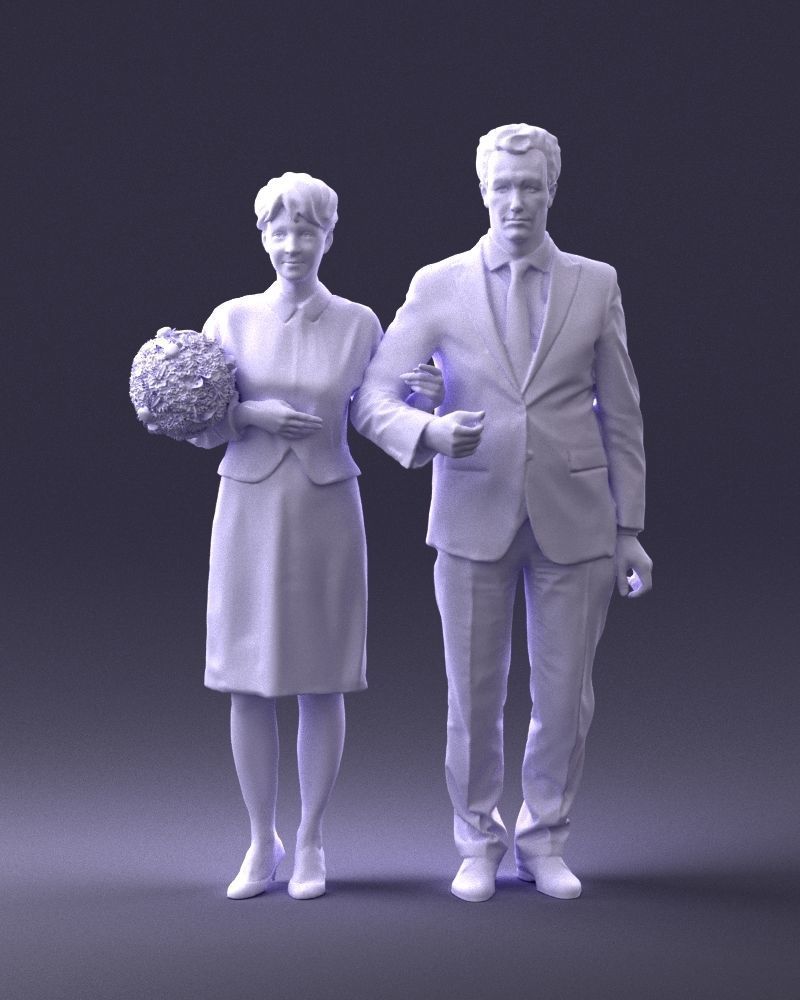 000355 Formal Couple with Bouquet 3D model_5