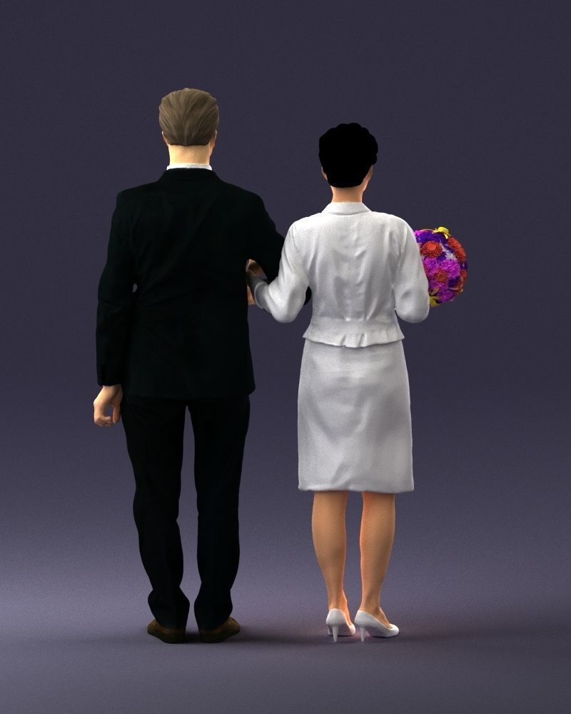 000355 Formal Couple with Bouquet 3D model_19