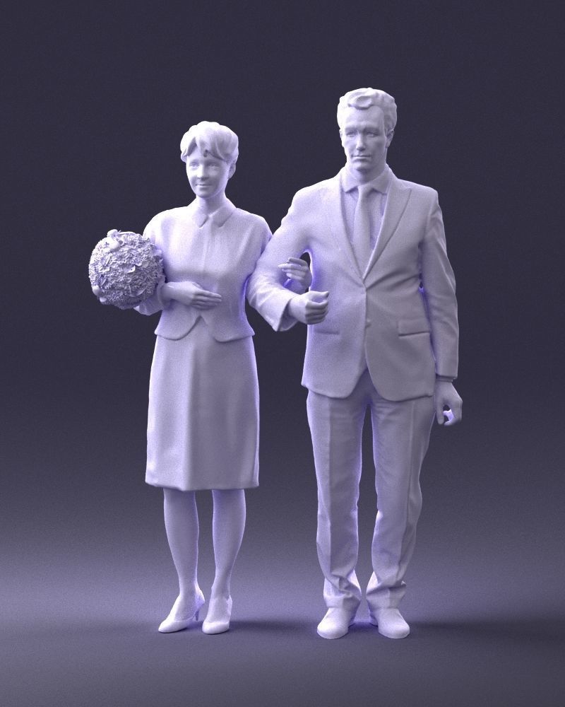 000355 Formal Couple with Bouquet 3D model_38