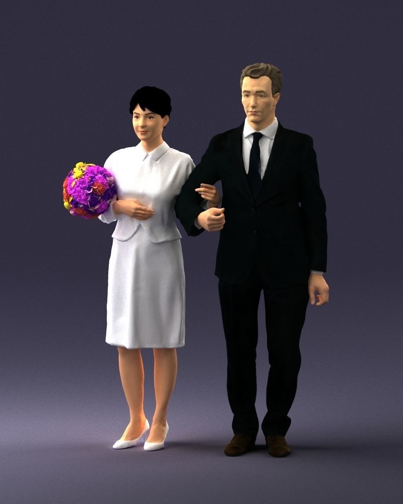 000355 Formal Couple with Bouquet 3D model_34